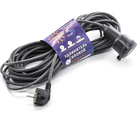 Изображение товара Силовой удлинитель Very 1 розетка, каучук, IP44, КГ 3x1,5мм², 16А, 3,5кВт, с заземлением, 20м, 89-0-084