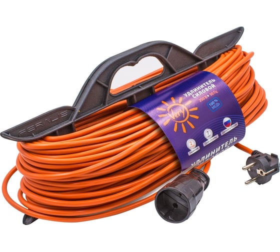 Изображение товара Силовой удлинитель на каркасе Very 1 розетка, ПВС 2x1,5мм², 16А, 3,5кВт, без заземления, 50м, 89-0-079