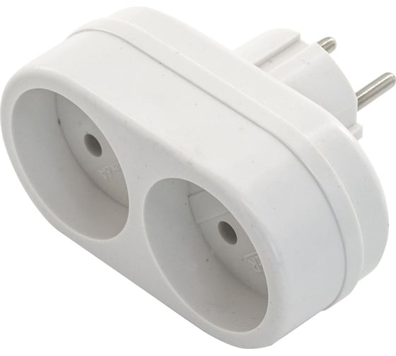 Изображение товара Плоский разветвитель Very 2 гнезда, с заземлением, 16 А, белый, 89-0-092