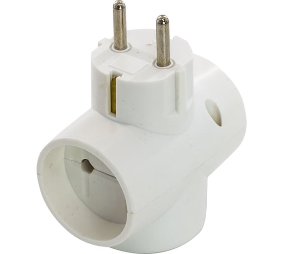 Изображение товара Разветвитель Very 3 гнезда, 1 гнездо с заземлением, 2 гнезда без заземления, 16А, белый, 89-0-056