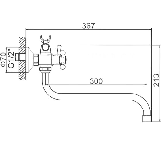 Изображение товара Смеситель для ванны LEDEME крест, переключатель душа керамический L2508 806122