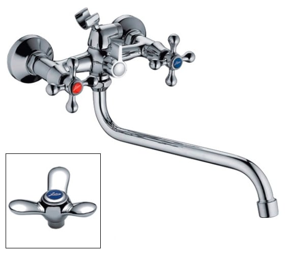 Изображение товара Смеситель для ванны LEDEME крест лепесток, керамика, переключение душа картридж L2312 806321