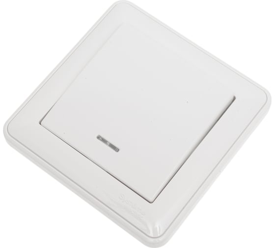 Изображение товара 1-клавишный выключатель с подсветкой Systeme Electric Wessen 59 белый 10а, (в сборе с рамкой) VS110-153-18