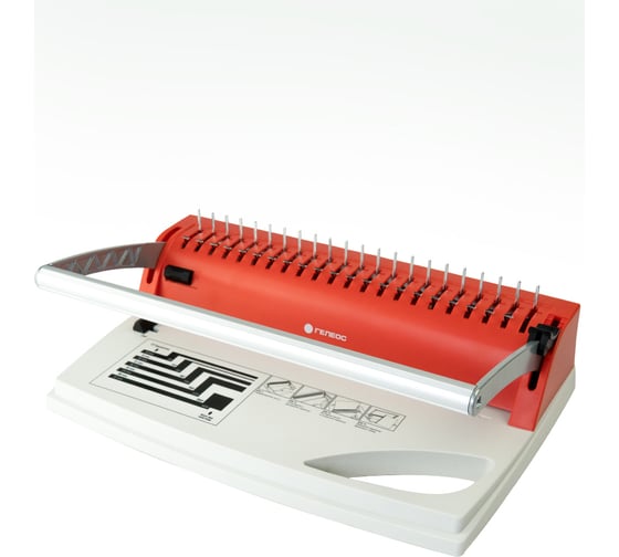 Изображение товара Брошюратор/переплетчик ГЕЛЕОС БП-9+ механический, на пластиковую пружину, красный, формат А4, пробивает до 9 листов, сшивает 150 листов, d пружины до 19 мм БП9пбк