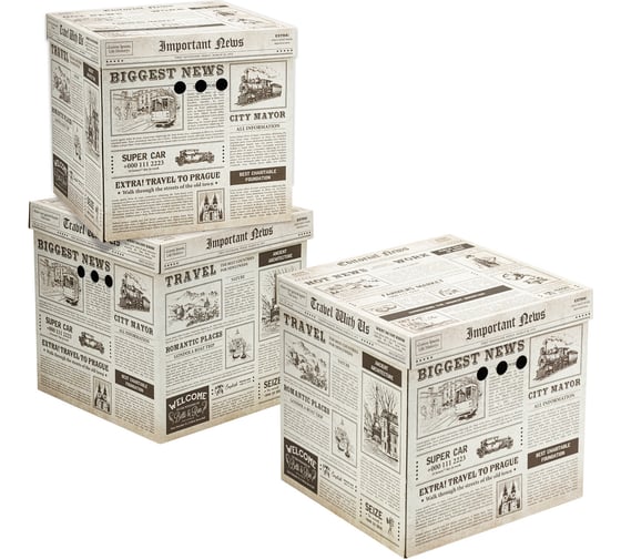 Изображение товара Короб для хранения из плотного микрогофрокартона BRAUBERG 315x315x315 мм, комплект 3 шт., home 271818