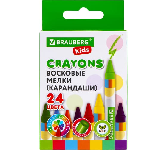 Изображение товара Восковые мелки BRAUBERG kids, набор 24 цвета 271697
