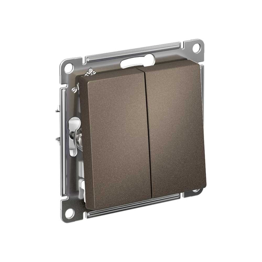 Изображение товара Механизм 2-клавишного выключателя с самовозвратом Systeme Electric Atlasdesign мокко