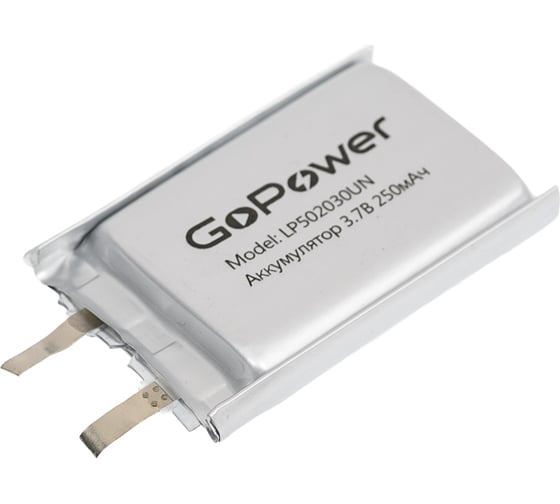 Изображение товара Аккумулятор GoPower Li-Pol LP502030UN 3.7V 250mAh без защиты 00-00024509