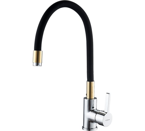 Изображение товара Смеситель для кухни LEDEME гибкий шланг, черный/золото L4898-10 808288