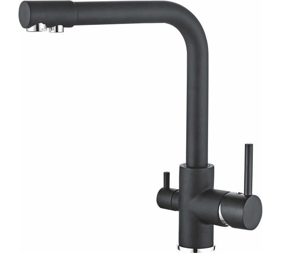 Изображение товара Смеситель для кухни с выходом питьевой воды LEDEME картридж диаметр 35мм, черный-матовый L4055B-3 807020