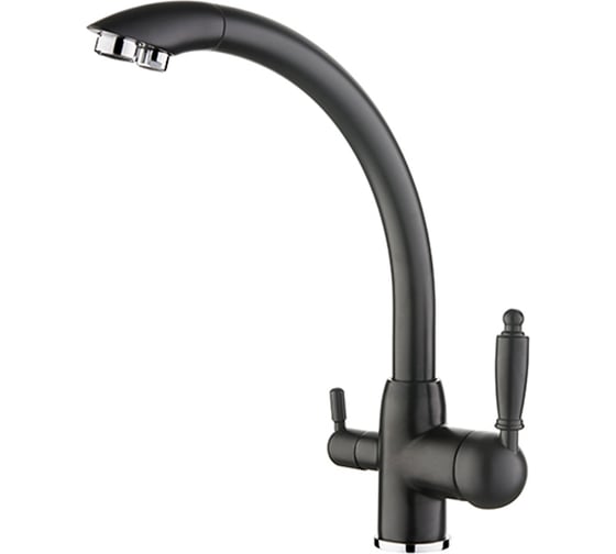 Изображение товара Смеситель для кухни с выходом питьевой воды LEDEME картридж диаметр 35 мм, черный-матовый L4455F-3 805723