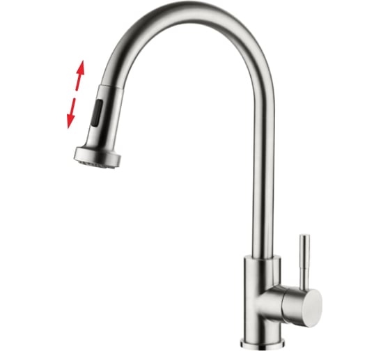 Изображение товара Смеситель для кухни LEDEME выдвижная лейка, картридж 35 мм, нержавейка, L76005-1 65894