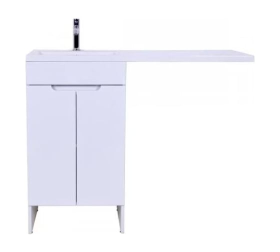 Изображение товара Напольная тумба с левой раковиной под стиральную машину ORANGE Kandy белый OPKD-110TUW+RAL