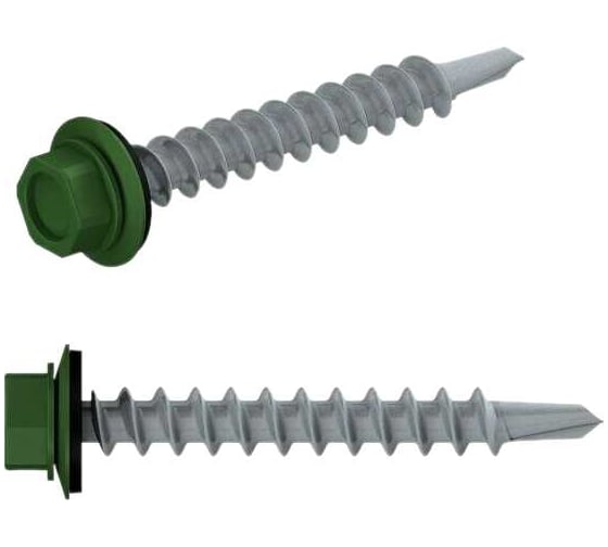 Изображение товара Кровельный саморез STARFIX 5.5x25 мм, цинк, шайба с прокладкой, PT3, RAL 6002, 250 шт. в картонной упаковке SMC3-81470-250