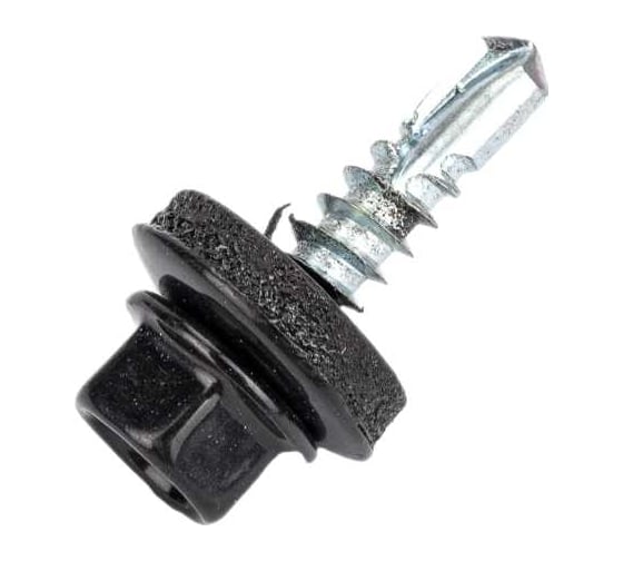 Изображение товара Кровельный саморез STARFIX 4.8x19 мм, цинк, шайба с прокладкой, PT3, RAL 9005, 7000 шт. в коробе SM-102307-7000