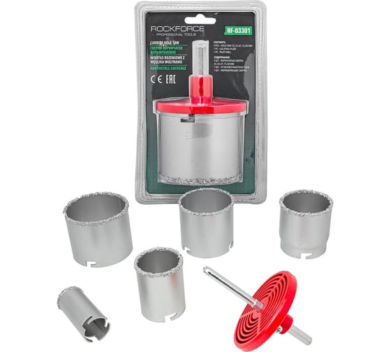 Изображение товара Набор сверл корончатых по плитке и керамограниту 7 предметов Rockforce RF-03301(52804)