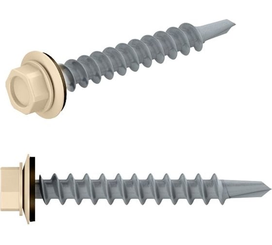 Изображение товара Кровельный саморез STARFIX 5.5x19 мм, цинк, шайба с прокладкой, PT3, RAL 1015, 5000 шт. в коробе SM-90845-5000