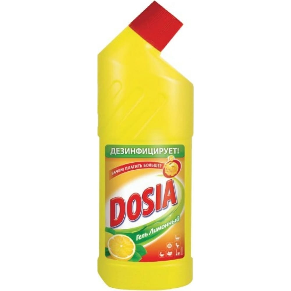 фото Чистящее средство для сантехники dosia лимон, 750 мл, дезинфицирующий и отбеливающий эффект, гель 600345