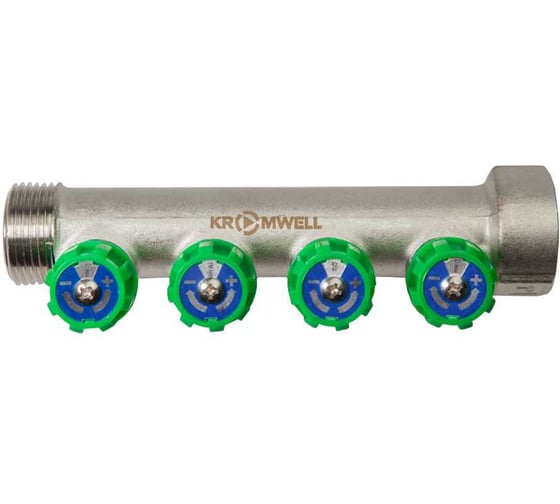 Изображение товара Коллектор KROMWELL с регулируемыми вентилями и переходами на резьбу, 4 выхода EU.ST3078295 4x1x12_k