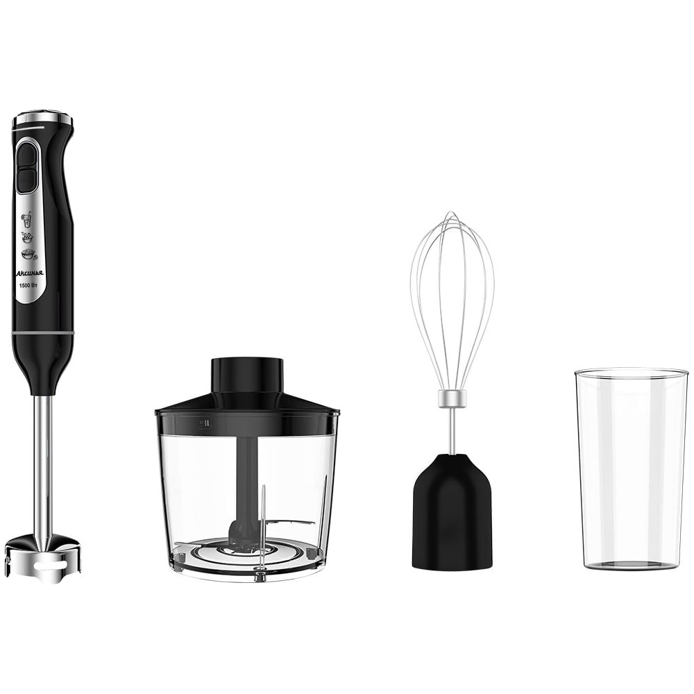 Изображение товара Блендер Аксинья КС-321В цвет: черный 1500 Вт, насадка и нож из нержавеющей стали, 2 скорости Р1-00016712
