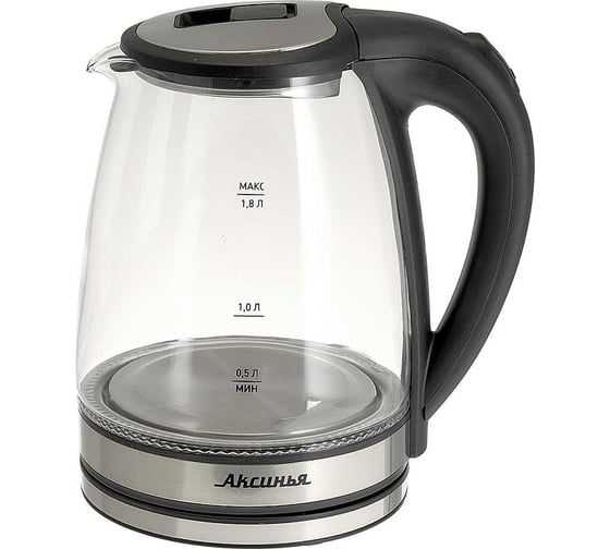 Изображение товара Чайник Аксинья КС-1019 корпус из жаропрочного стекла, 1,8 л, 1500 Вт, черный Р1-00016676