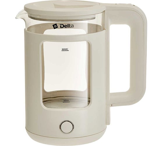 Изображение товара Чайник Delta DL-1112, корпус из жаропрочного стекла, 1,5 л, 1500 Вт, белый Р1-00017809