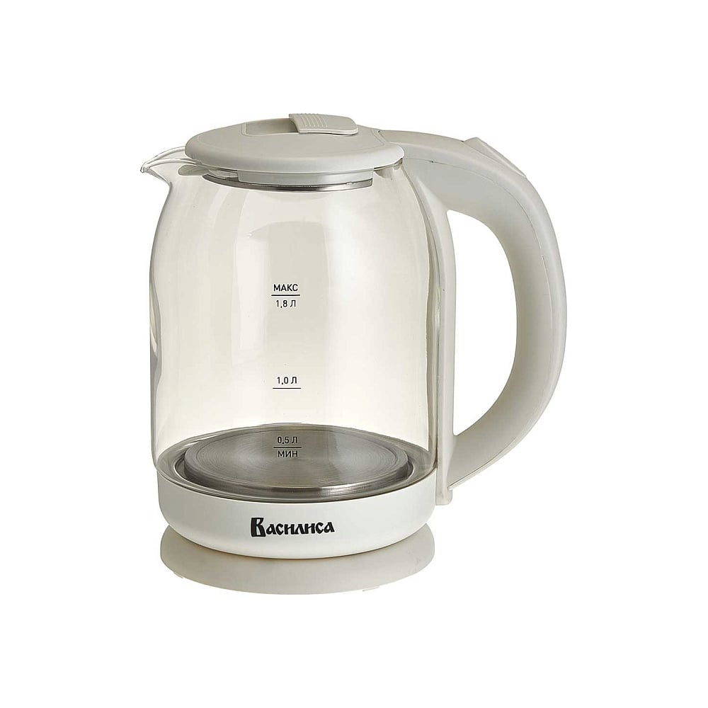 Изображение товара Электрический чайник ВАСИЛИСА ВА-1035 из жаропрочного стекла 1,8 л 1500 Вт белый