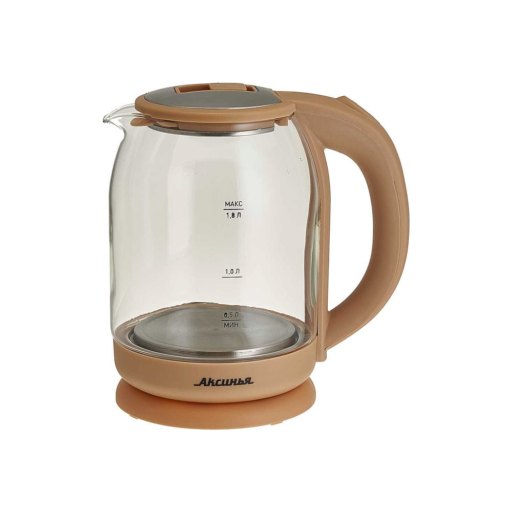 Изображение товара Чайник Аксинья КС-1018 из жаропрочного стекла 1,8 л 1500 Вт бежевый