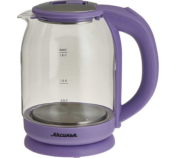 Изображение товара Чайник Аксинья КС-1018 корпус из жаропрочного стекла, 1,8 л, 1500 Вт, сиреневый Р1-00016675