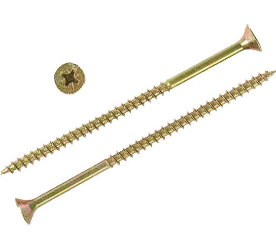 Изображение товара Универсальный саморез STEELREX потайной, шлиц Pz, жёлтый цинк 4.5x80 мм, коробка 100 шт. 0125045080B300010016