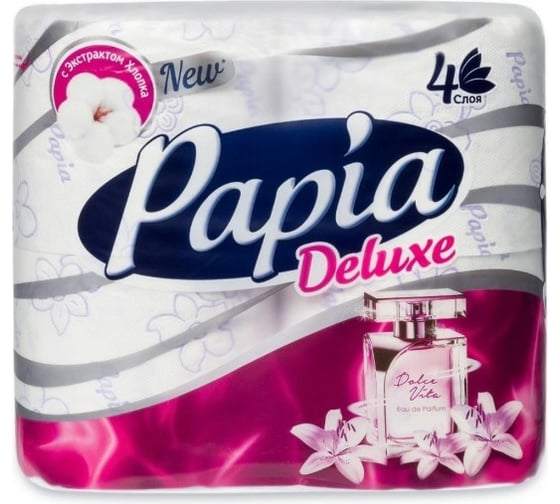 Изображение товара Туалетная бумага PAPIA DELUXE Арома Дольче Вита 4 слоя, 4 рулона 1015031424 1015031424 1015031529