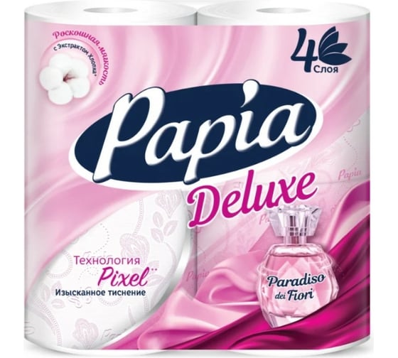 Изображение товара Туалетная бумага PAPIA DELUXE TP PARADISO FIORI 4PLY 4 слоя, 4 рулона 1015031432
