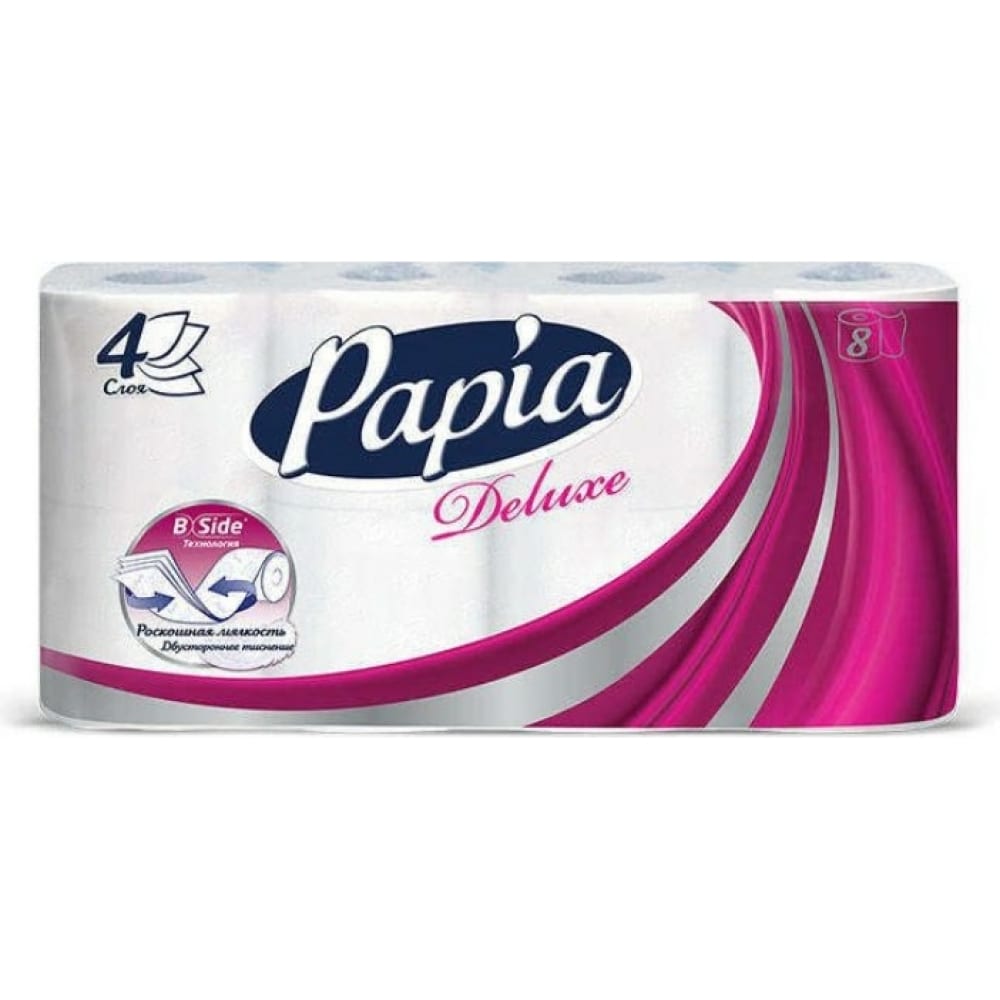 Четырехслойная бумага PAPIA туалетная бумага papia bali flower 3 слоя 4 рулона