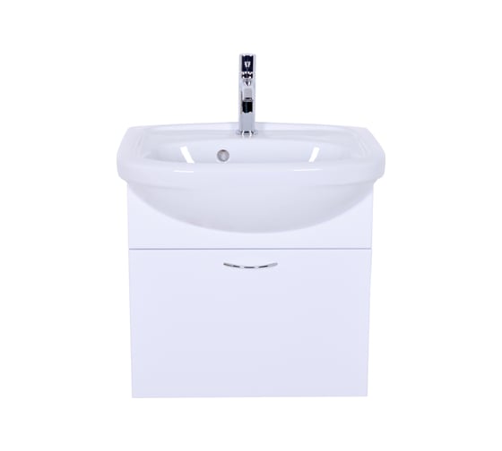 Изображение товара Подвесная тумба с раковиной для ванной ORANGE Роса белый глянец PRo-50TUW+RA