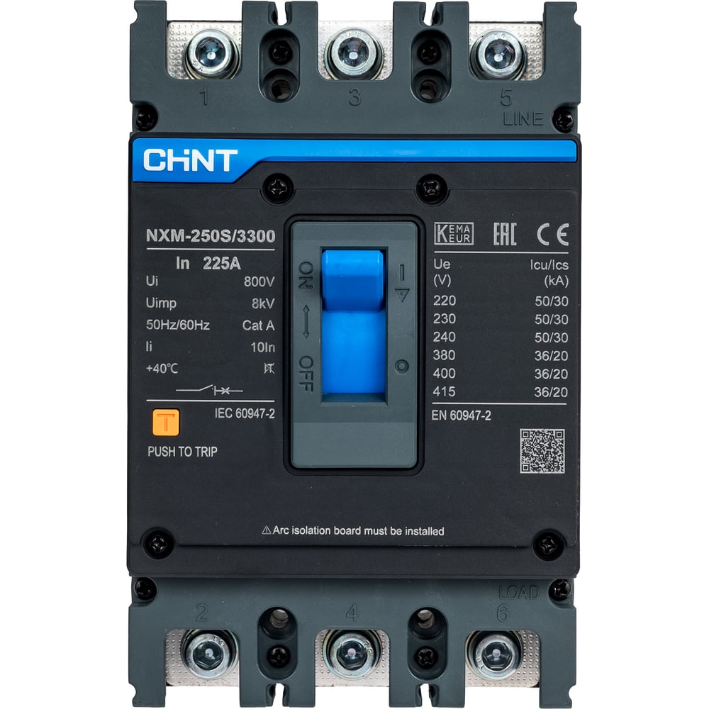 Изображение товара Автоматический выключатель CHINT NXM-250S 3п 225А 35кА для защиты цепей