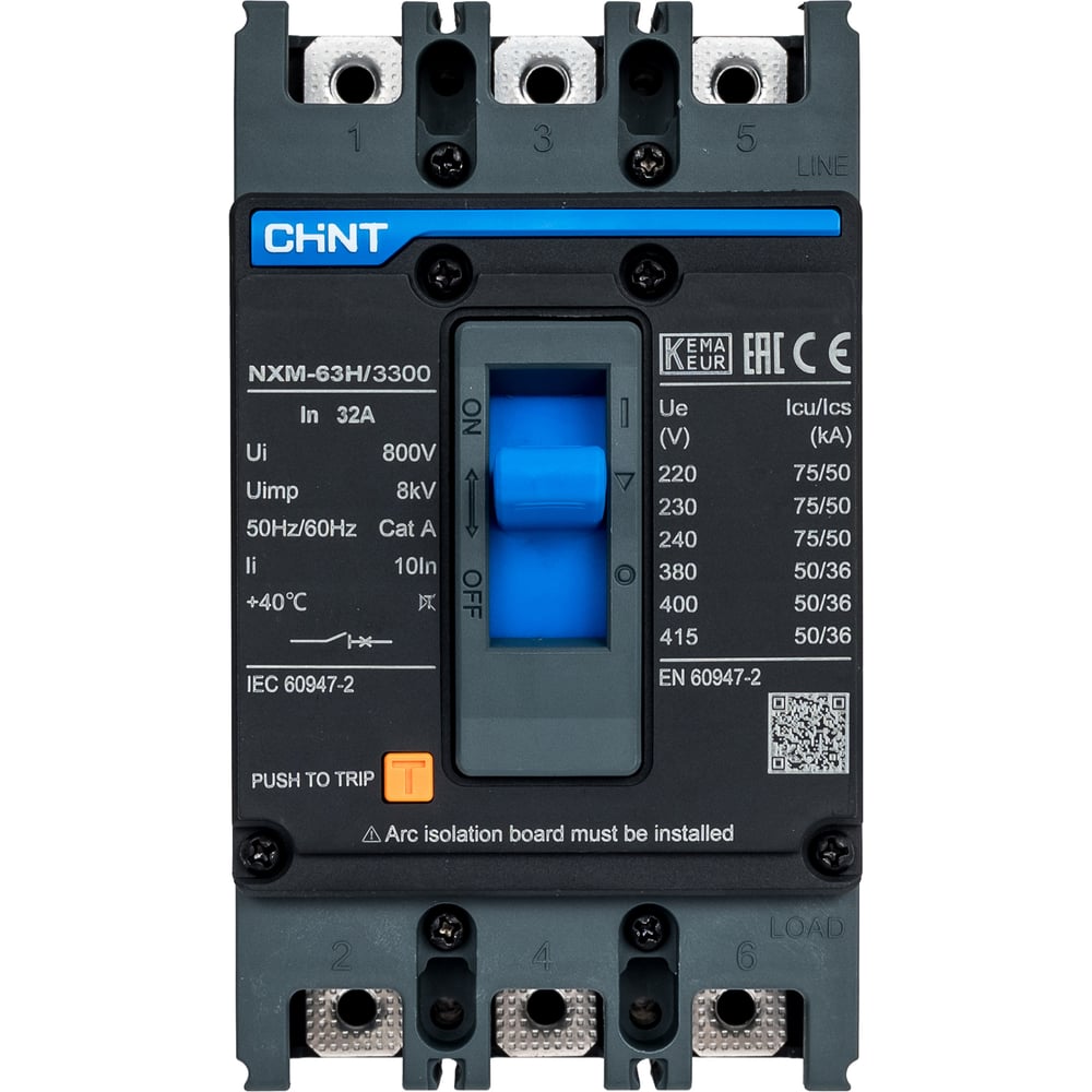 Изображение товара Автоматический выключатель CHINT NXM-63H 3п 32А 50кА силовой IP30 компактный