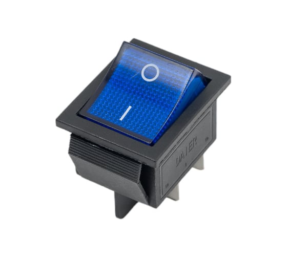 Изображение товара Клавишный выключатель REXANT 250V 16А (4с) ON-OFF синий с подсветкой (RWB-502, SC-767, IRS-201-1) 36-2331-1