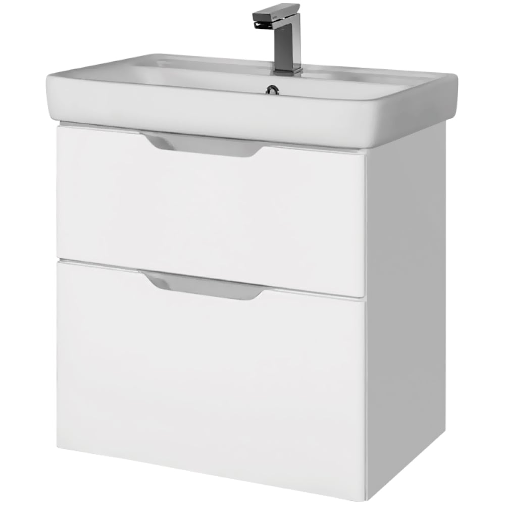 Изображение товара Подвесная тумба с раковиной Dreja q 55 см белый глянец два ящика современный дизайн