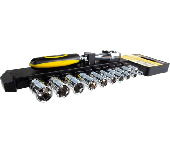 Изображение товара Набор торцевых головок с трещоткой Эврика 1/4 DR 4-13мм 11 предметов на держателе ER-96070 940519