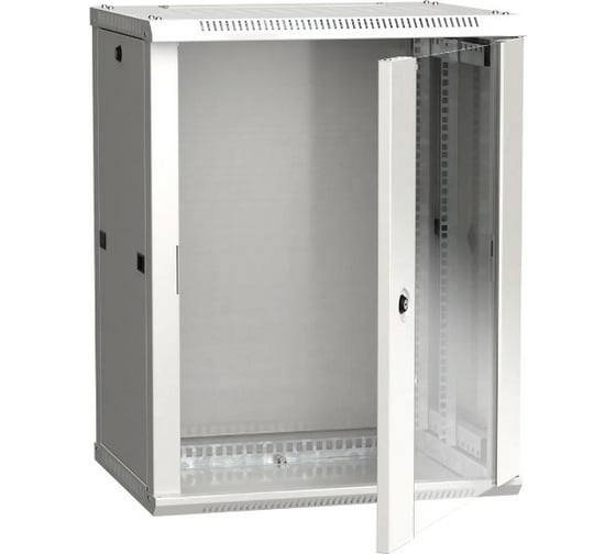 Изображение товара Шкаф ITK LINEA W 19дюйм 15U 600х450мм настенный, стеклянная дверь RAL7035 LWR3-15U64-GF