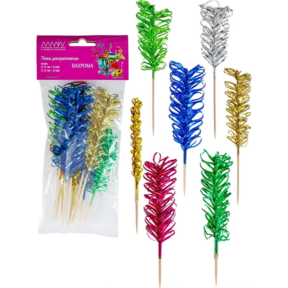 Изображение товара Шпажка для канапе и напитков ALMIN БАХРОМА 12 шт 15 см и 10 см