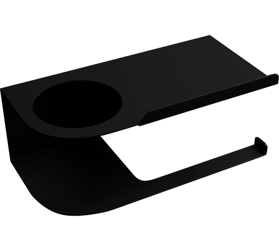 Изображение товара Держатель для туалетной бумаги справа, с полкой для диффузора Граф Держалкин 220x110x80 мм, черный GDD-dif-P-ч