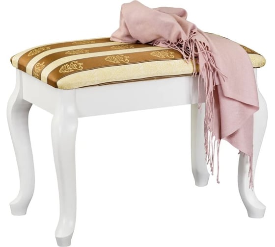 Изображение товара Банкетка Мебелик Ретро с ящиком белый, ткань полоса коричн. П0005825 7712