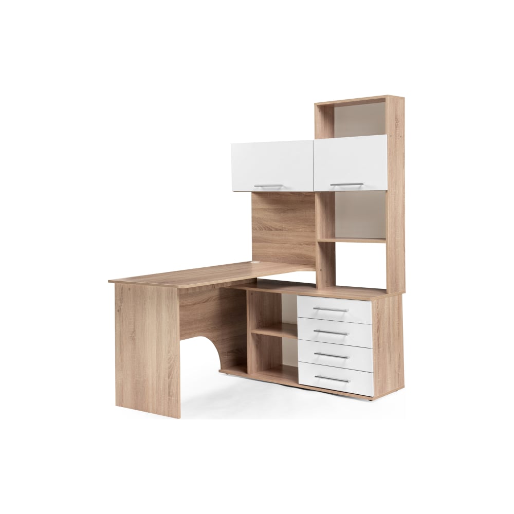 Изображение товара Стол письменный Woodville кст-14п правый дуб сонома белый 1235х1828 мм