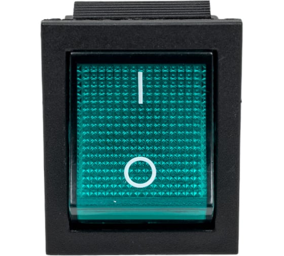 Изображение товара Клавишный выключатель REXANT 250V 16А (4с) ON-OFF зеленый с подсветкой (RWB-502, SC-767, IRS-201-1) 36-2332-1