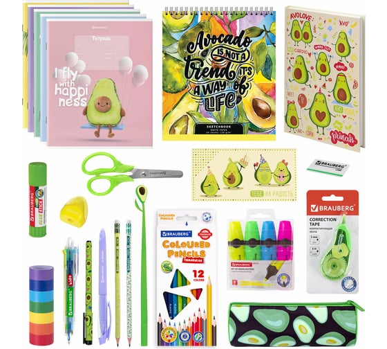 Изображение товара Подарочный набор канцелярии BRAUBERG avocado, 18 наименований, 43 предмета 880951