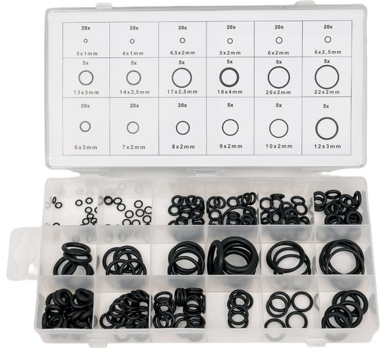 Изображение товара Набор колец резиновых уплотнительных O-Ring NBR70 метр. 225 шт HIMPT 00-00011078