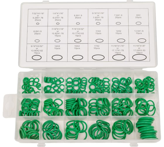 Изображение товара Набор колец резиновых уплотнительных O-Ring NBR70 дюйм. (green) 270 шт HIMPT 00-00011080