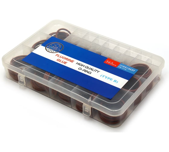 Изображение товара Набор колец фторкаучуковых уплотнительных O-Ring FKM70 дюйм. (№5v) 363 шт HIMPT 00-00011084