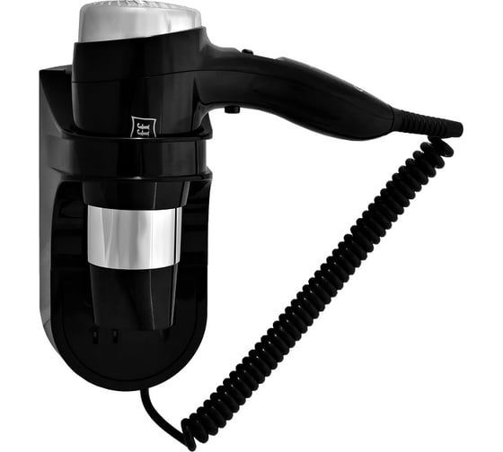 Изображение товара Настенный  фен для волос Puff 1600 ВlB, черный, 1,6 кВт, с розеткой 0405.013